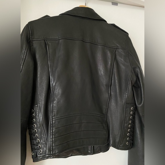 [SOLD] GAP Side Tide Black Moto Biker Leather Jacket - Picture 3 of 11
